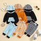 Combinaison à carreaux à capuche pour enfants, tenue de sport et de loisirs d'automne et d'hiver