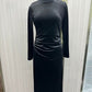 Black Velvet Half Turtleneck Dress Women