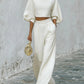 Womens Short Top And High-Waisted Casual Pants Two-Piece Set
