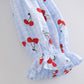 Women's Fashion Cherry Print Plaid Slim Top
