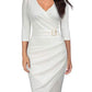 New 3/4 Sleeve V-neck Office Dinner Party Dress