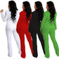 Ensemble deux pièces pour femme, couleur unie, col en V, tendance et professionnel