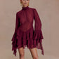 New Elegant Temperament Trumpet Sleeve Chiffon Dress