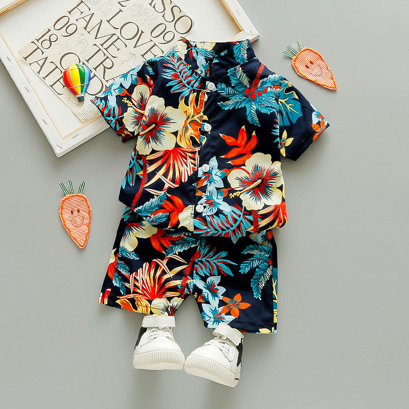 Children's Short Sleeve Shirt Korean Beach