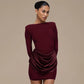 Casual Slim-fit Crew-neck Long-sleeve Ruched Mini Dress