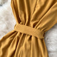 Combinaison sans manches à col en V et taille haute pour femme