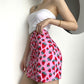 World Bank Cherry Print High Waist Hips Girls Slit Short Skirts