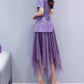 Solid Color Irregular Mesh Skirt High Waist A- Line Skirt