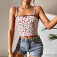 Womens Slim-fit Lace-trimmed Printed Camisole
