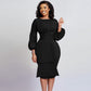 Robe fourreau à col ras du cou et couleur unie pour femme