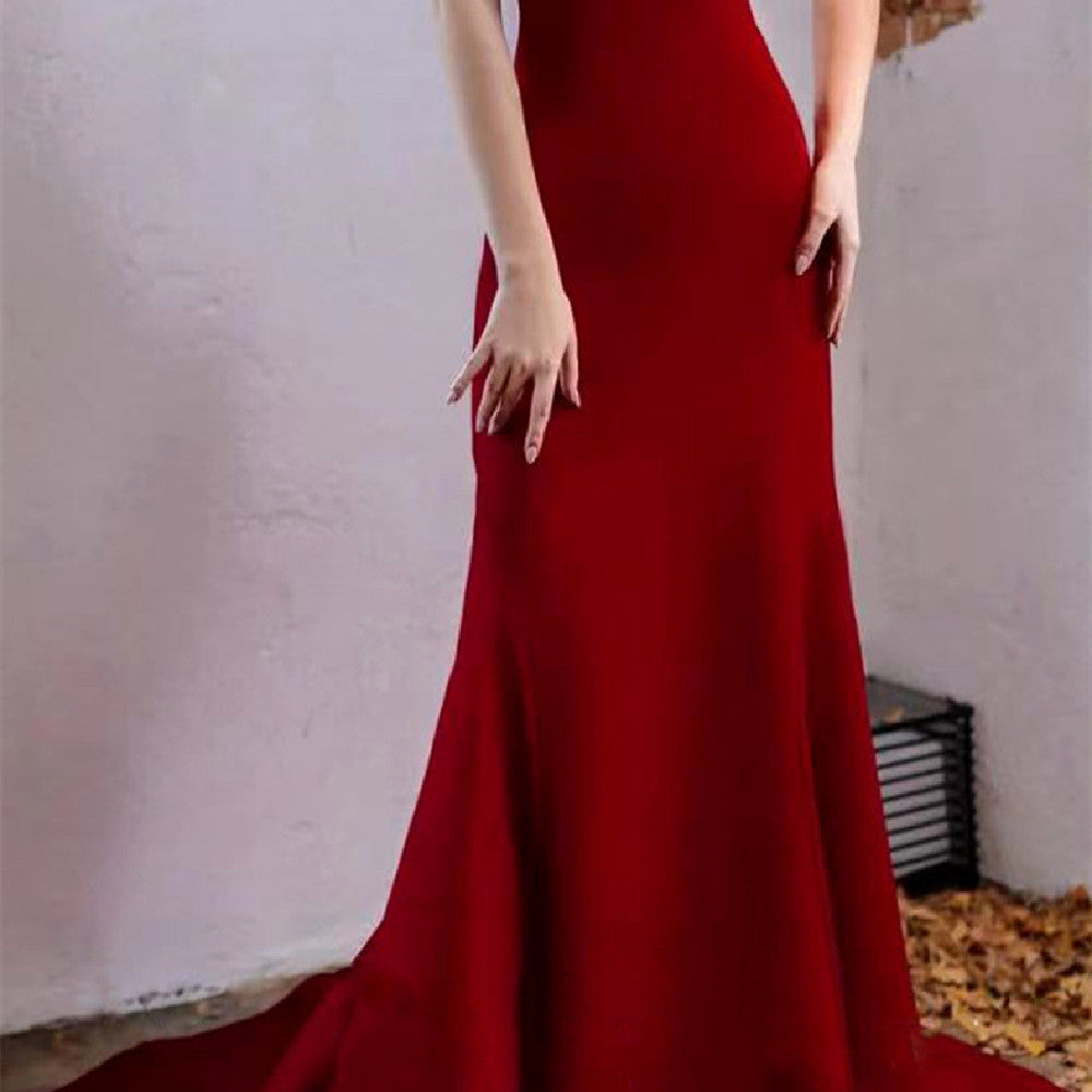 Robe de banquet en satin à la mode pour femme