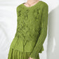 Solid Color Embroidered Long-sleeved Top Handmade Pleated Two-piece Overskirt Suit