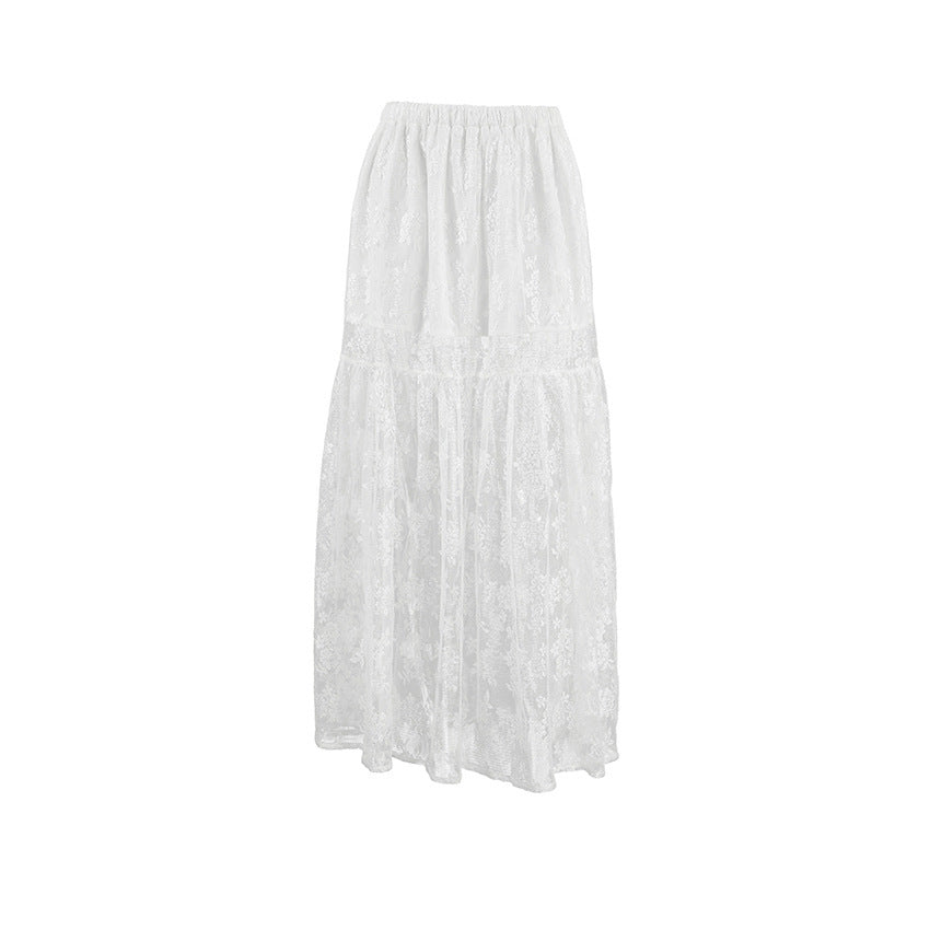 Lace See-through A- Hem Skirt