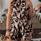 Strap Halter Printed Sleeveless Shorts Loose-fitting Jumpsuit
