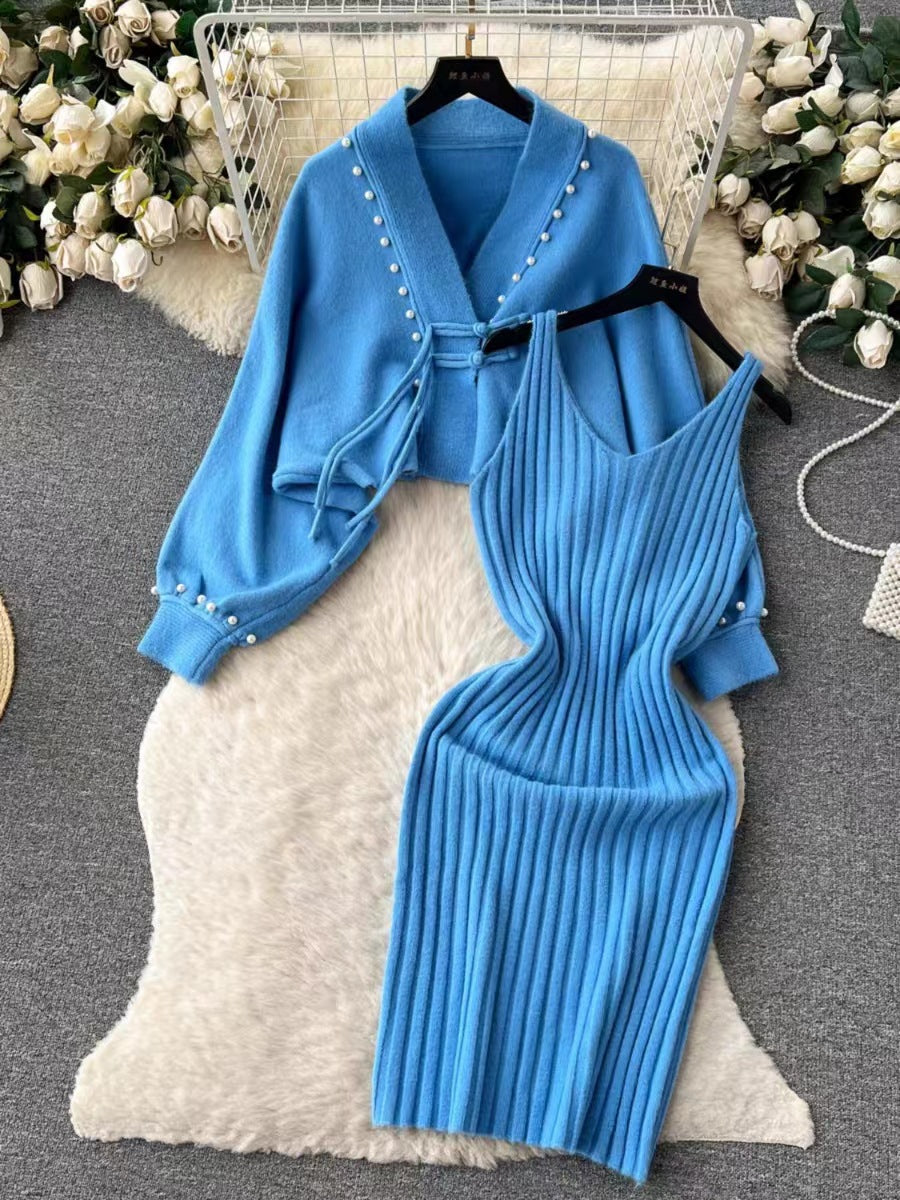 Women's Two-Piece Set V-Neck Slip Dress