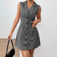 French Style Retro Plaid Sleeveless Women's Lapel Dress