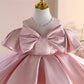 Creative All-match Girls Bow Solid Color Dress