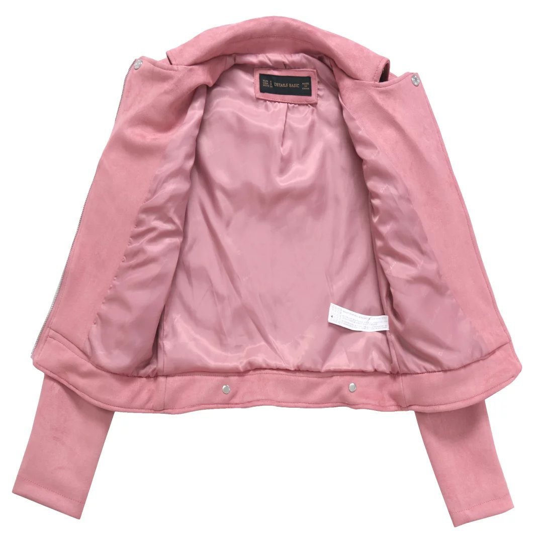 Veste femme vente directe d'usine automne et hiver manteau en daim à revers pour femme européenne et américaine veste en cuir courte pour femme