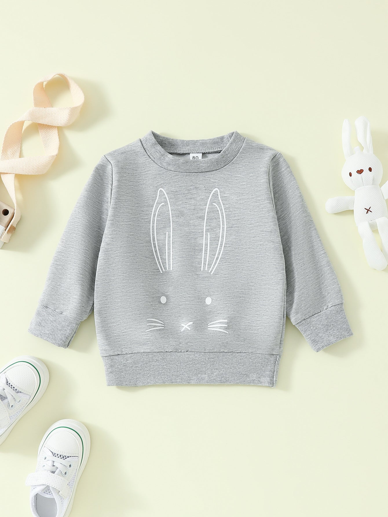 Girls' Popular Sweatshirt Rabbit Pattern