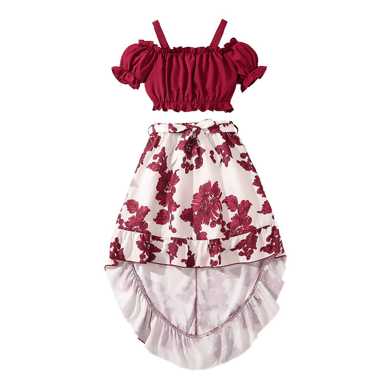 Girls Retro Printing Fashion Unique Two-piece Set