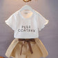Costume pour filles, nouvelle robe d'été décontractée et étrangère, vêtements tendance en coton, t-shirt et short pour enfants, ensemble de sport deux pièces