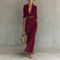 New Waist-tight Long Women's Dress With Belt
