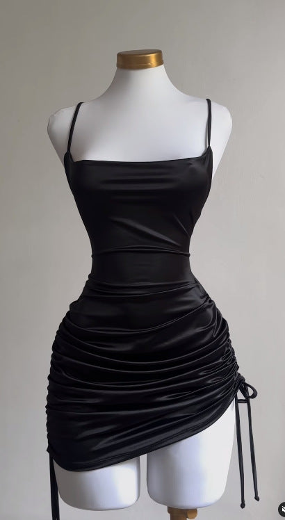 Lace-up Backless Spaghetti Straps Hip Skirt