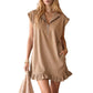 V-Neck Sleeveless Dress - Women's Casual Summer Dress With Two Front Pockets And Back Zipper Closure For Daily Wear