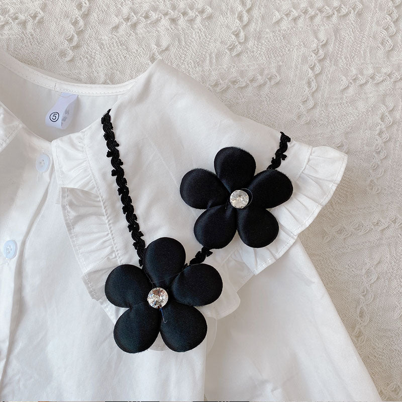 Lovely Big Flower Shirt And Bell Bottoms Two-piece Set