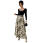 Women's Printed Square-Neck Patchwork Lace-Up Dress