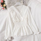 Puff Sleeve Tunic With Ruffled Blouse