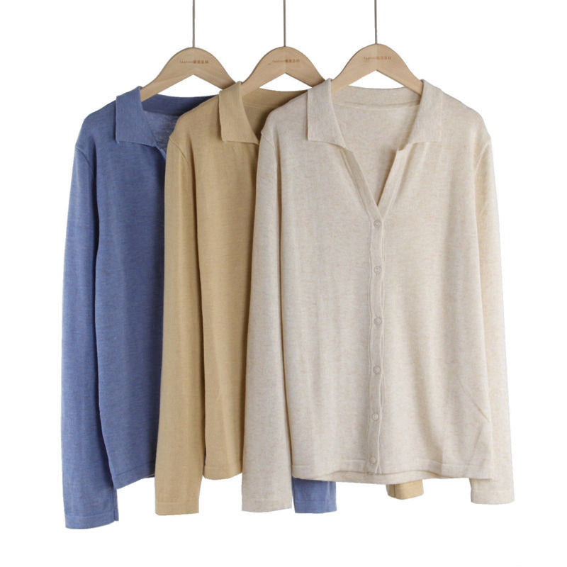 Single-breasted Lapel Knitted Cardigan Sweater