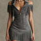 Retro Suede Tassel Off-Shoulder Dress
