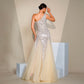 One-shoulder Diagonal Collar Slim-fit Sheath Sequined Slit Evening Dress