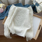 Slim And Exposed Clavicle Twist Large-sleeved Knit Sweater Top Women's