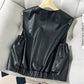 Design Black Sleeveless Cardigan Top Women