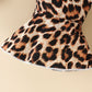 Embroidered Long-sleeved Triangle Romper Bow Leopard Print Bell-bottom Pants European And American