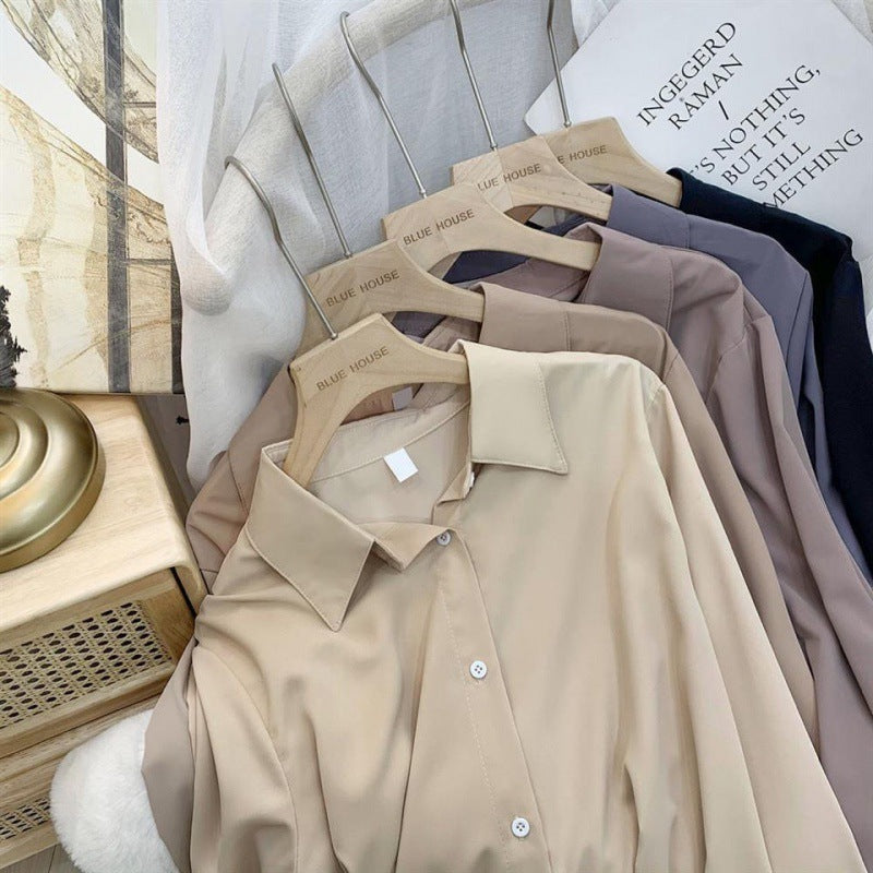 Women's Fashion Solid Color Loose Shirt Tops