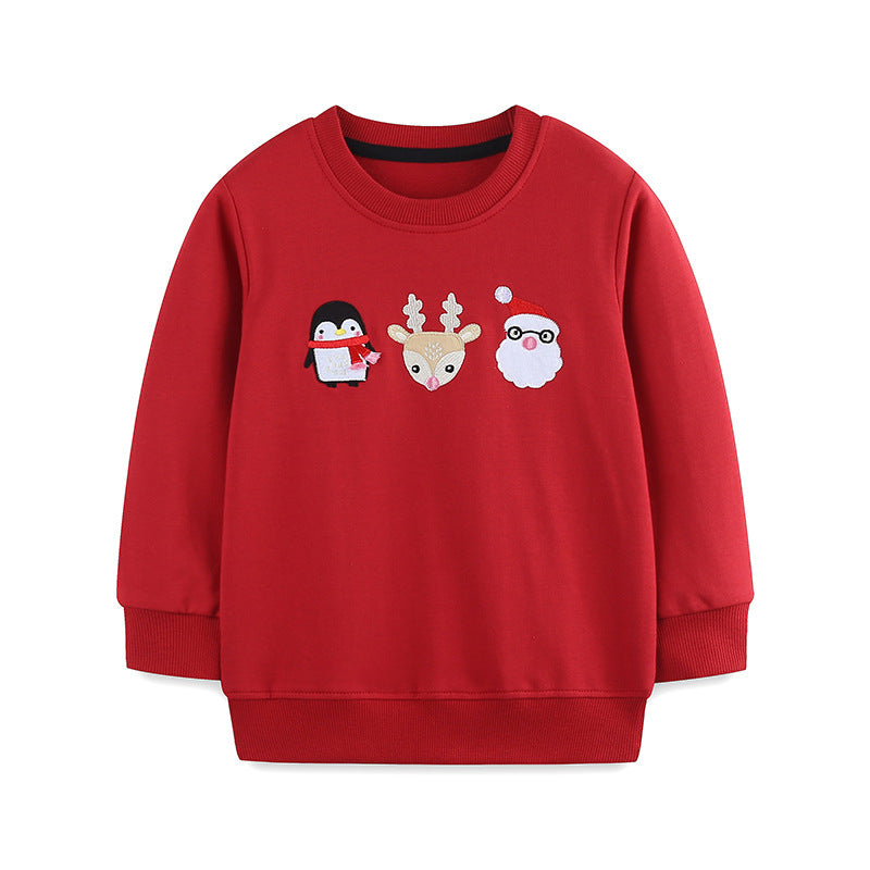Pull en coton tricoté à col rond pour enfants, modèles d'automne, broderie de dessin animé