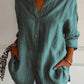 Lapel Long Sleeve Shirt Women's Single-breasted Pleated Shirt