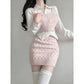 Niche Bandage Dress Sweater Vest Girl Hip Skirt Autumn Suit Women
