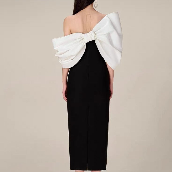 Big Bow Dress Socialite High Waist Office Lady Sheath Skirt