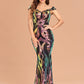 Temperament And Elegant Long One-shoulder Sequined Aura Queen Fishtail Evening Dress