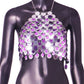 Color Block Double Layer Sequin Halter Spaghetti Straps Vest