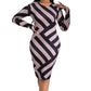 Robe fourreau rayée grande taille à col rond et design Sense