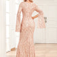 Robe de soirée décontractée à manches longues et col en V pour femme