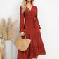 Solid Color Wide Hem Casual Dress Women's Clothing