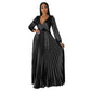 Robe plissée à manches lanternes pour femme