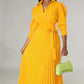 V-neck Long-sleeve Coat-pressed Dress With A Cinched Waist For Women
