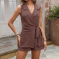 Solid Color Women's Fashion Leisure Suit Collar Vest Shorts Set